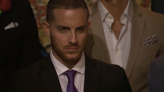 Vinny, a barber, looking like he may kill someone at the rose ceremony.